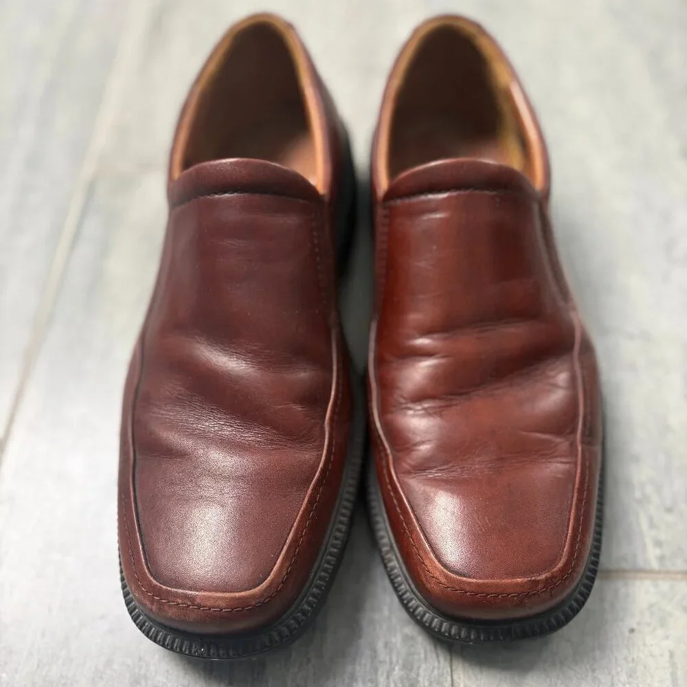 Ecco Leather Slip-On Loafers Light Brown Dress Casual Shoes Size EU 43/US 9-9.5
